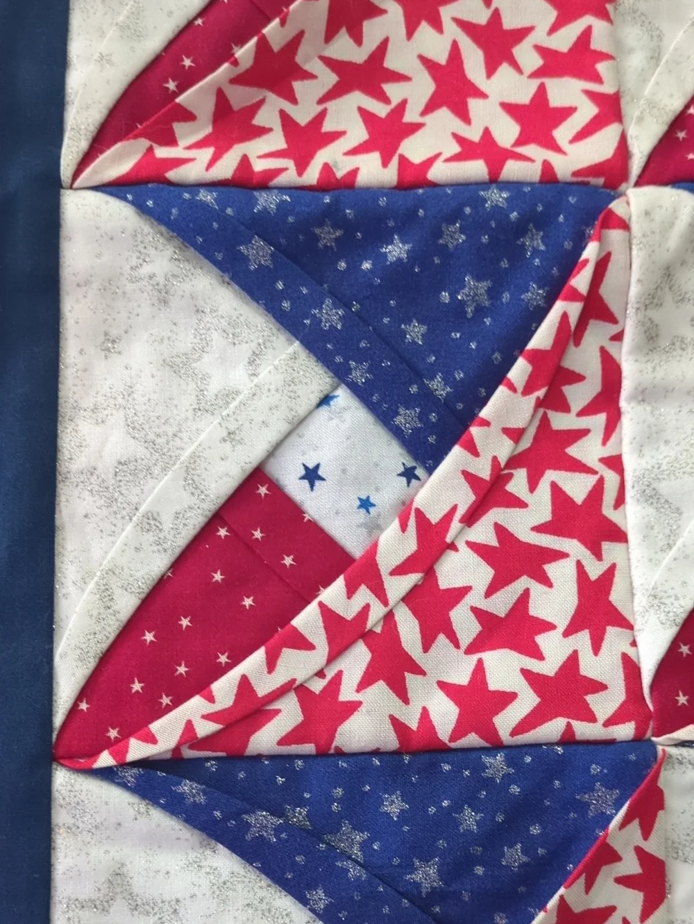 Handmade Patriotic Cathedral Window Quilt Wall Hanging 3D Americana Decor